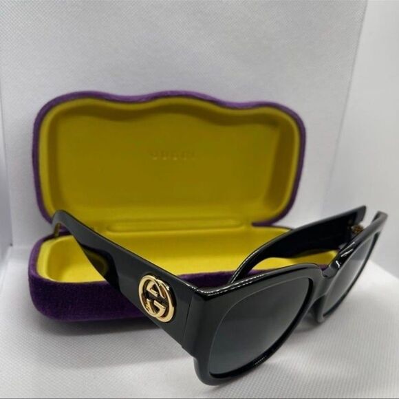 GUCCI Authentic Women's Gold Logo Havana Sunglasses - Picture 9 of 12